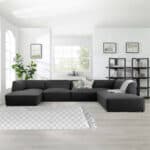 luxury 4 seater u shape velvet sofa black color