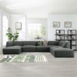 luxury 4 seater u shape velvet sofa charcoal color