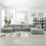 luxury 4 seater u shape velvet sofa gray color