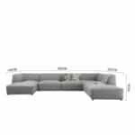 luxury 4 seater u shape velvet sofa measurements