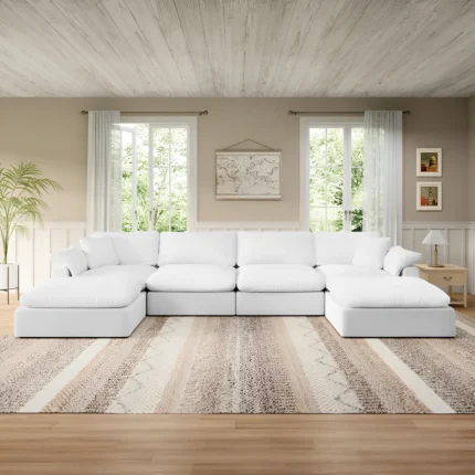 Upholstered Modular Sofa & Chaise, Sectional Sofa Couch for Living Room