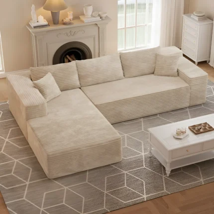 Elegant L-Shaped Lining Fabric Sofa - Modern Corner Sectional Sofa for Luxurious Living Rooms