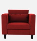 modern 1 seater fabric sofa in blood maroon colour