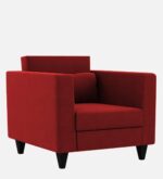 modern 1 seater fabric sofa in blood maroon colour