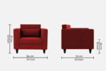 modern 1 seater fabric sofa in blood maroon colour