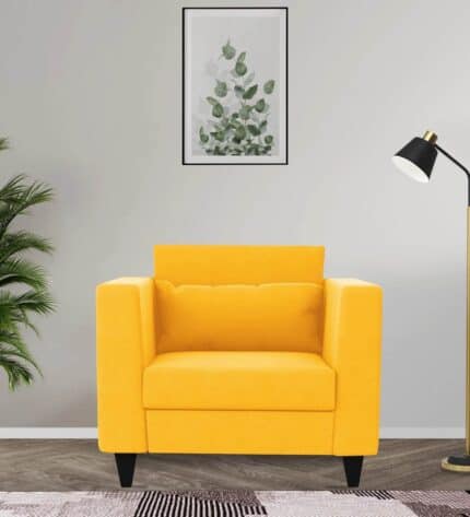 luxs home 1 seater sofa in bold yellow – sleek design, ultimate comfort