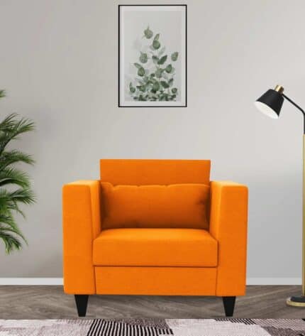 1 seater sofa in vivid orange colour – sleek design, ultimate comfort
