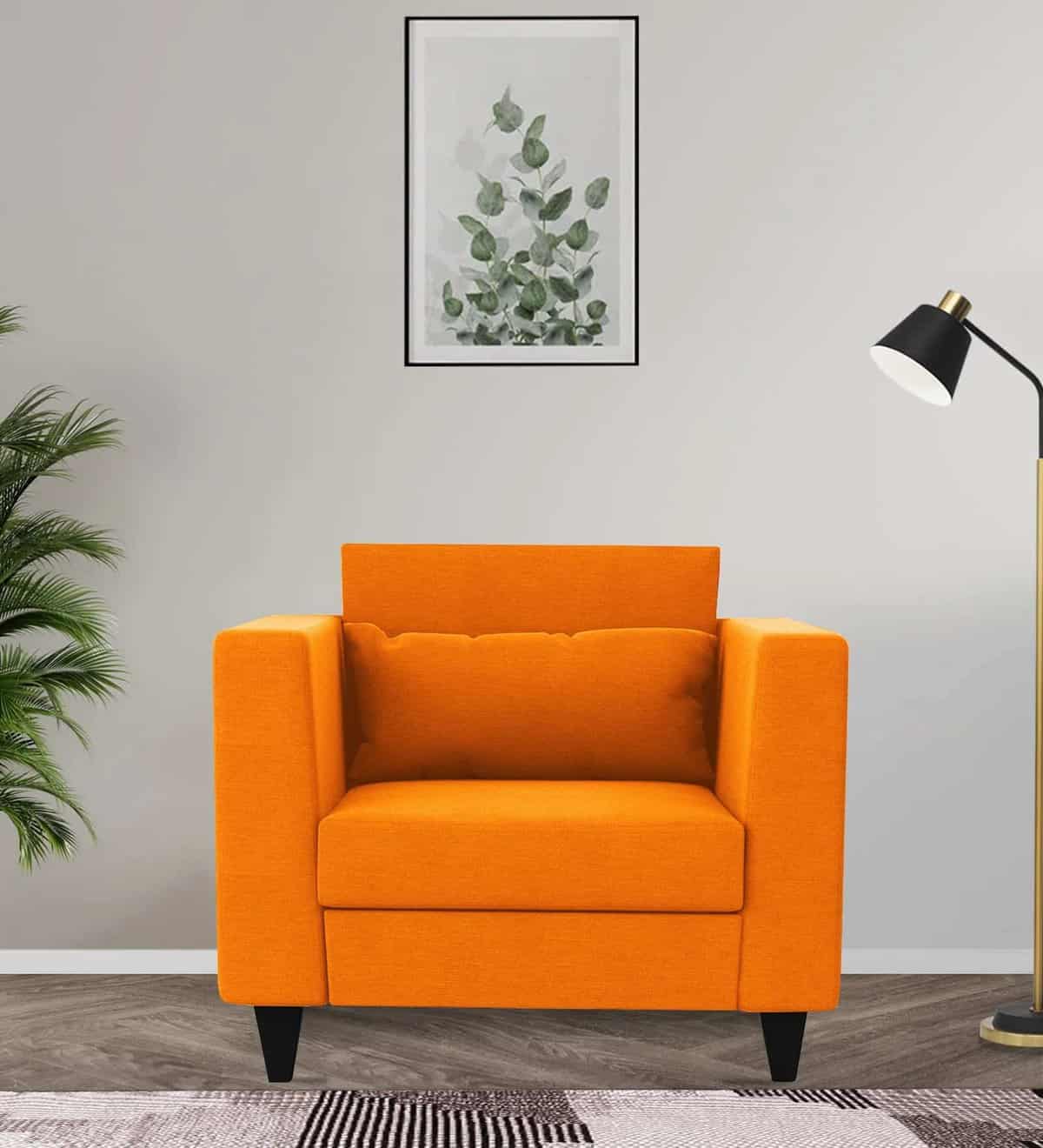 1 Seater Sofa in Vivid Orange Colour Sleek Design Ultimate Comfort