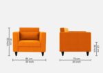 1 seater sofa in vivid orange colour – sleek design, ultimate comfort