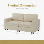 luxs home 2 seater modular loveseat with under seat storage modern design beige dimension