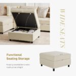 luxs home 2 seater modular loveseat with under seat storage modern design beige functional seating storage