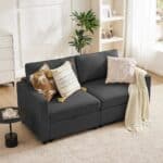 luxs home 2 seater modular loveseat with under seat storage modern design dark gray main