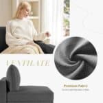 luxs home 2 seater modular loveseat with under seat storage modern design dark gray premium fabric