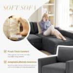 luxs home 2 seater modular loveseat with under seat storage modern design dark gray soft sofa