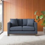 luxs home 2 seater upholstered loveseat modern design navy main