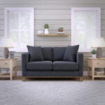 luxs home 2 seater upholstered loveseat modern design navy main1