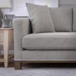 luxs home 2 seater upholstered loveseat modern design stone gray left side view