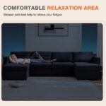 luxs home 6 seater u shaped modular sofa convertible bed sectional dark gray comfortable