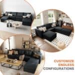 luxs home 6 seater u shaped modular sofa convertible bed sectional dark gray customize endless