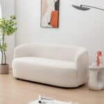 luxs home 68 upholstered loveseat modern curved design beige without cushion