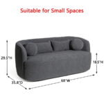 luxs home 68 upholstered loveseat modern curved design dark grey size
