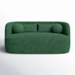 luxs home 68 upholstered loveseat modern curved design green front side