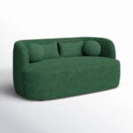 luxs home 68 upholstered loveseat modern curved design green left side view