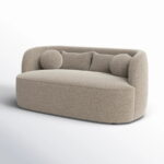 luxs home 68 upholstered loveseat modern curved design taupe right side view