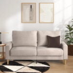 modern 2 seater upholstered sofa velvet & fabric options beige main