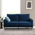 modern 2 seater upholstered sofa velvet & fabric options blue main