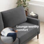 modern 2 seater upholstered sofa velvet & fabric options dark grey seat comfort