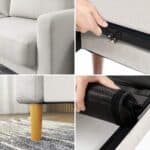 modern 2 seater upholstered sofa velvet & fabric options off white features