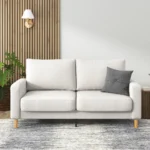 luxs home modern 2 seater upholstered sofa – velvet & fabric options, compact & stylish