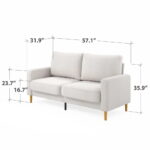 modern 2 seater upholstered sofa velvet & fabric options off white size