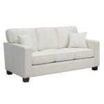modern plush 3 seater upholstered sofa ivory main 2