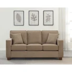 modern plush 3 seater upholstered sofa | brown main