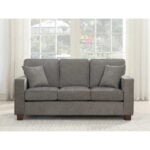 modern plush 3 seater upholstered sofa gray main
