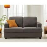 modern plush loveseat elegant 2 seater sofa dark gray main 2