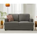 modern plush loveseat elegant 2 seater sofa gray main 2