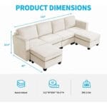 modern versatile sectional sofa convertible u l shaped 6 seater with storage beige dimensions