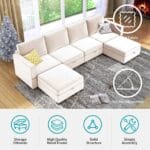 modern versatile sectional sofa convertible u l shaped 6 seater with storage beige features