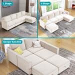 modern versatile sectional sofa convertible u l shaped 6 seater with storage beige shapes