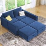 modern versatile sectional sofa convertible u l shaped 6 seater with storage blue bed