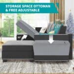 modern versatile sectional sofa convertible u l shaped 6 seater with storage dark gray free adjustable