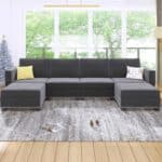 modern versatile sectional sofa convertible u l shaped 6 seater with storage dark gray front view