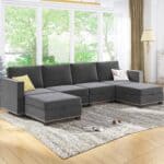 modern versatile sectional sofa convertible u l shaped 6 seater with storage dark gray main