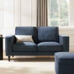 premium 2 seater sofa sleek modern design blue main