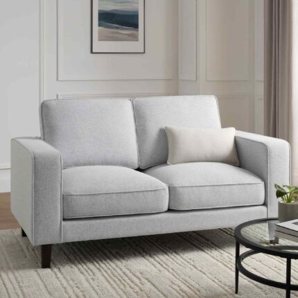 premium 2 seater sofa sleek modern design light gray main