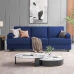 premium 3 seater fabric sofa versatile chic couch for modern living blue front main