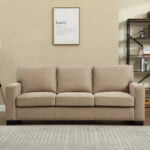 premium beige microfiber sofa set 2 & 3 seater modern comfort for living rooms straight view